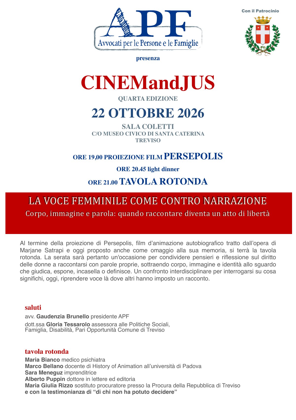 CINEMandJUS 2026 - La voce femminile come contro narrazione