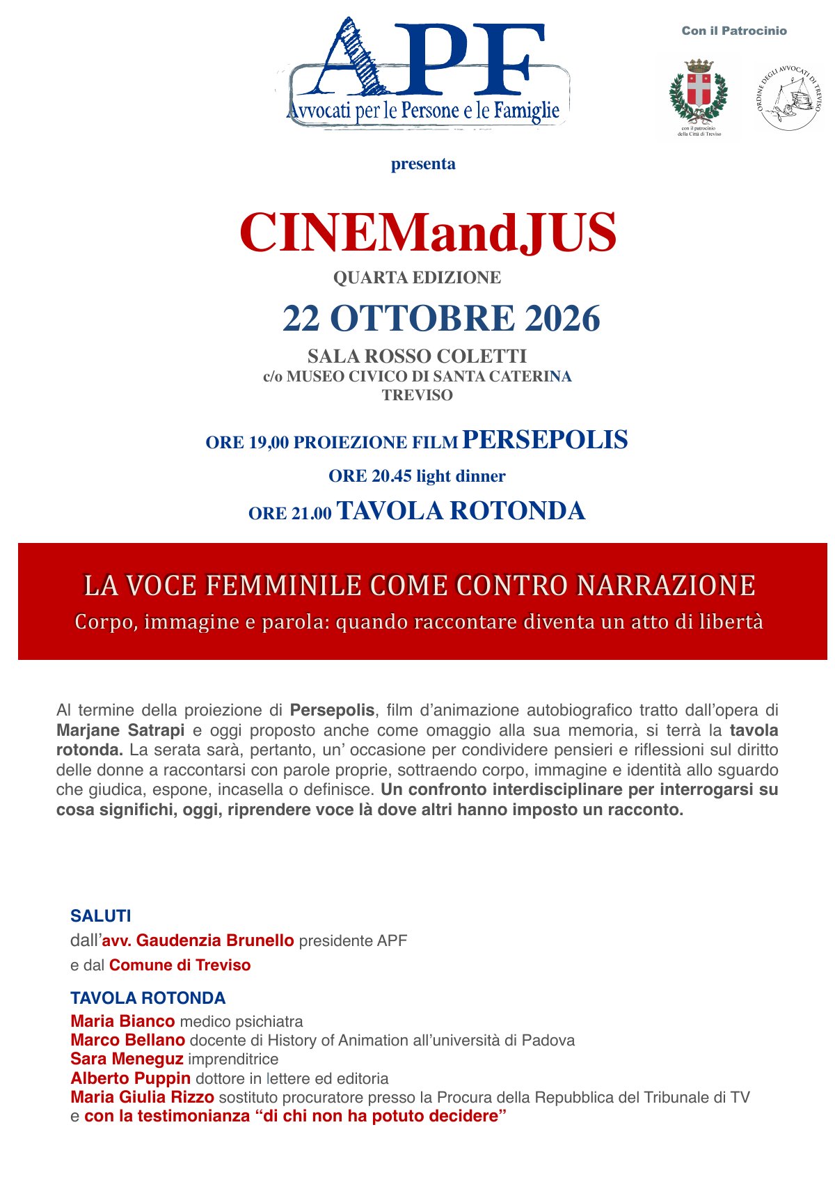 CINEMandJUS 2026 - La voce femminile come contro narrazione